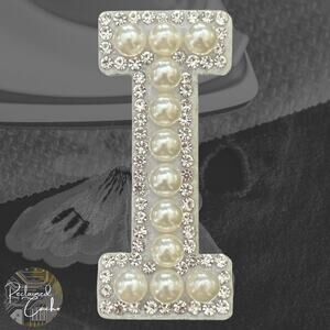 Letter I White Faux Pearl Iron On Patch